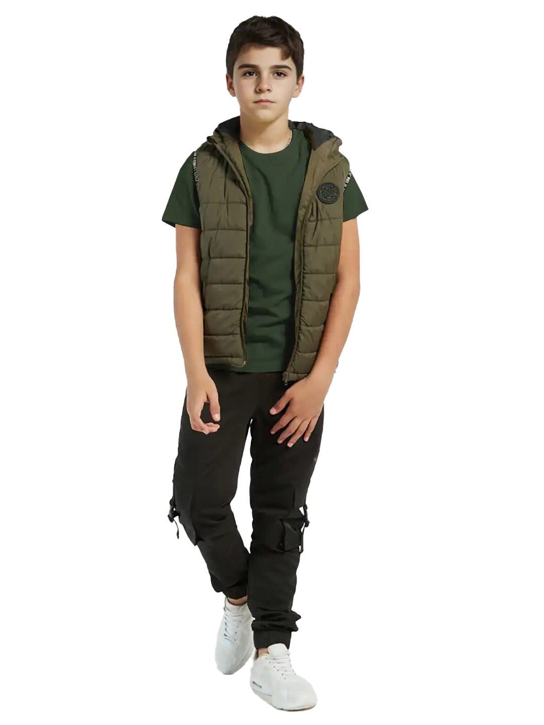 Radprix Teen Boys Olive Crew neck T-shirt