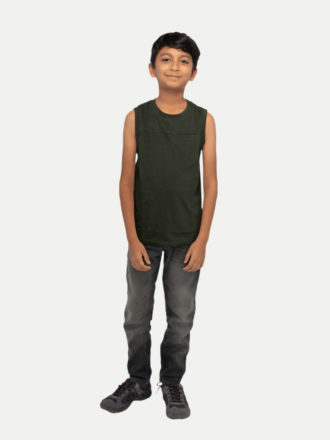 Radprix Teen Boys Olive Tank Top