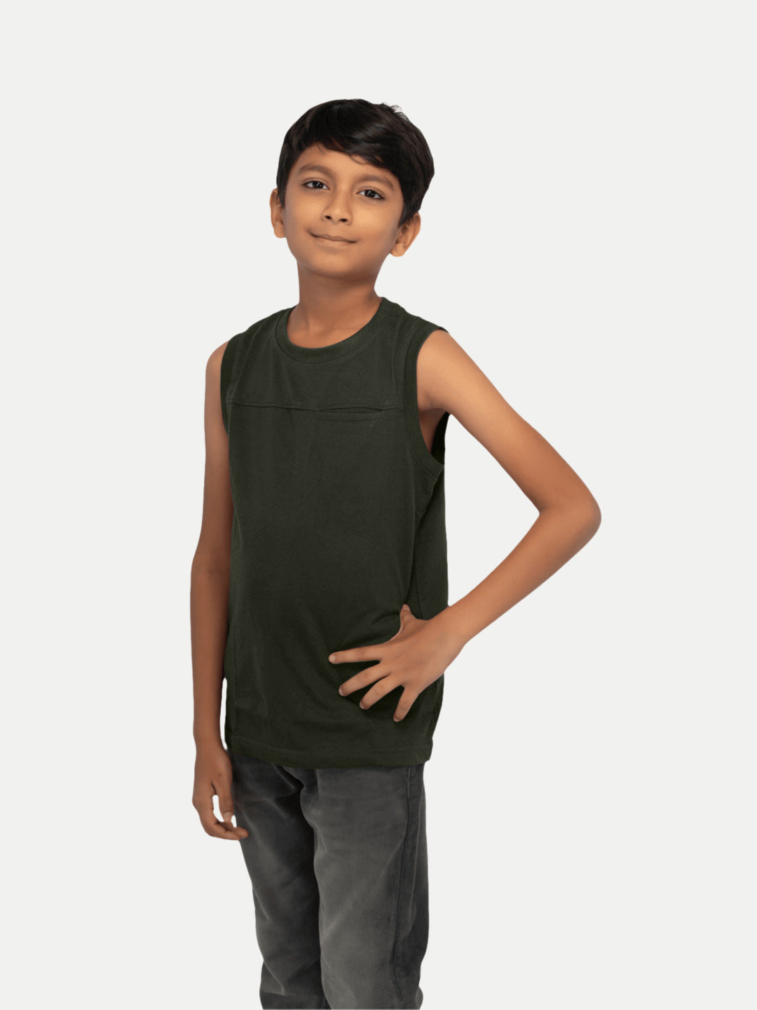 Radprix Teen Boys Olive Tank Top