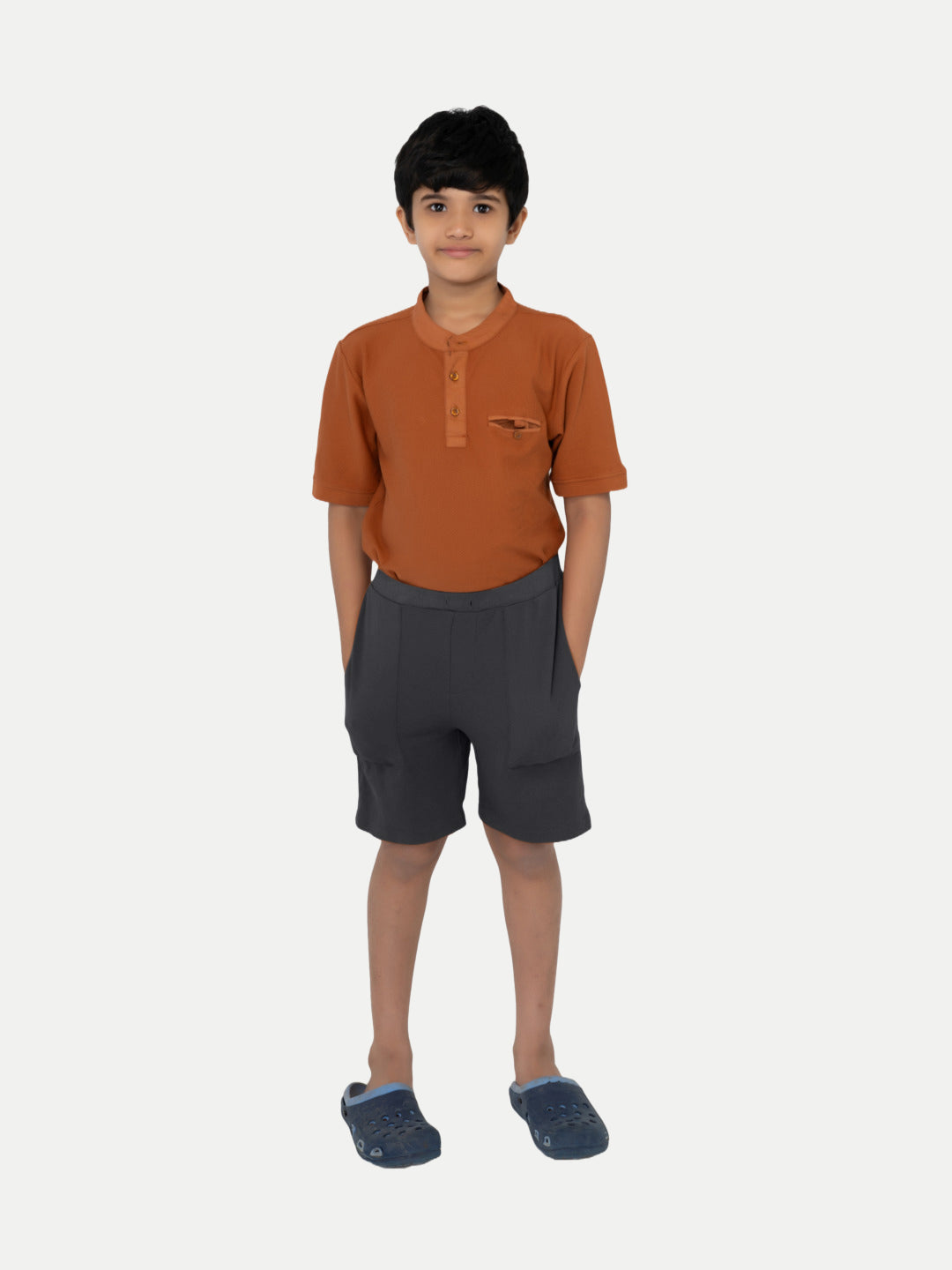 Radprix Boys Solid Black Cotton Shorts