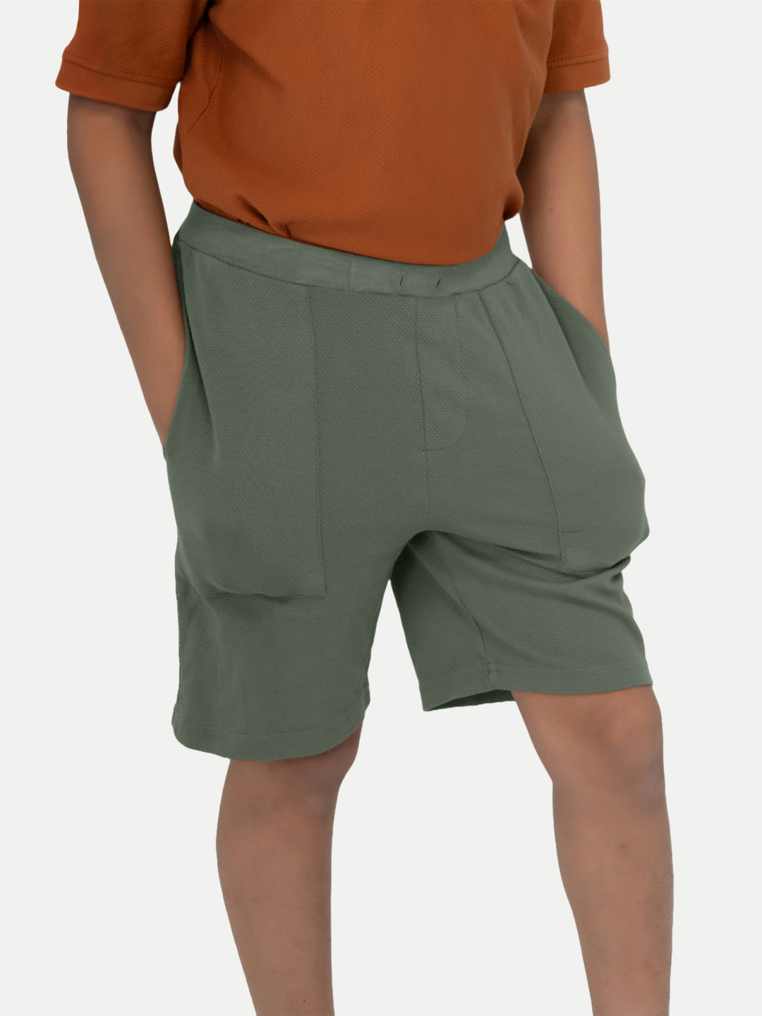 Radprix Boys Solid Sage Green Cotton Shorts