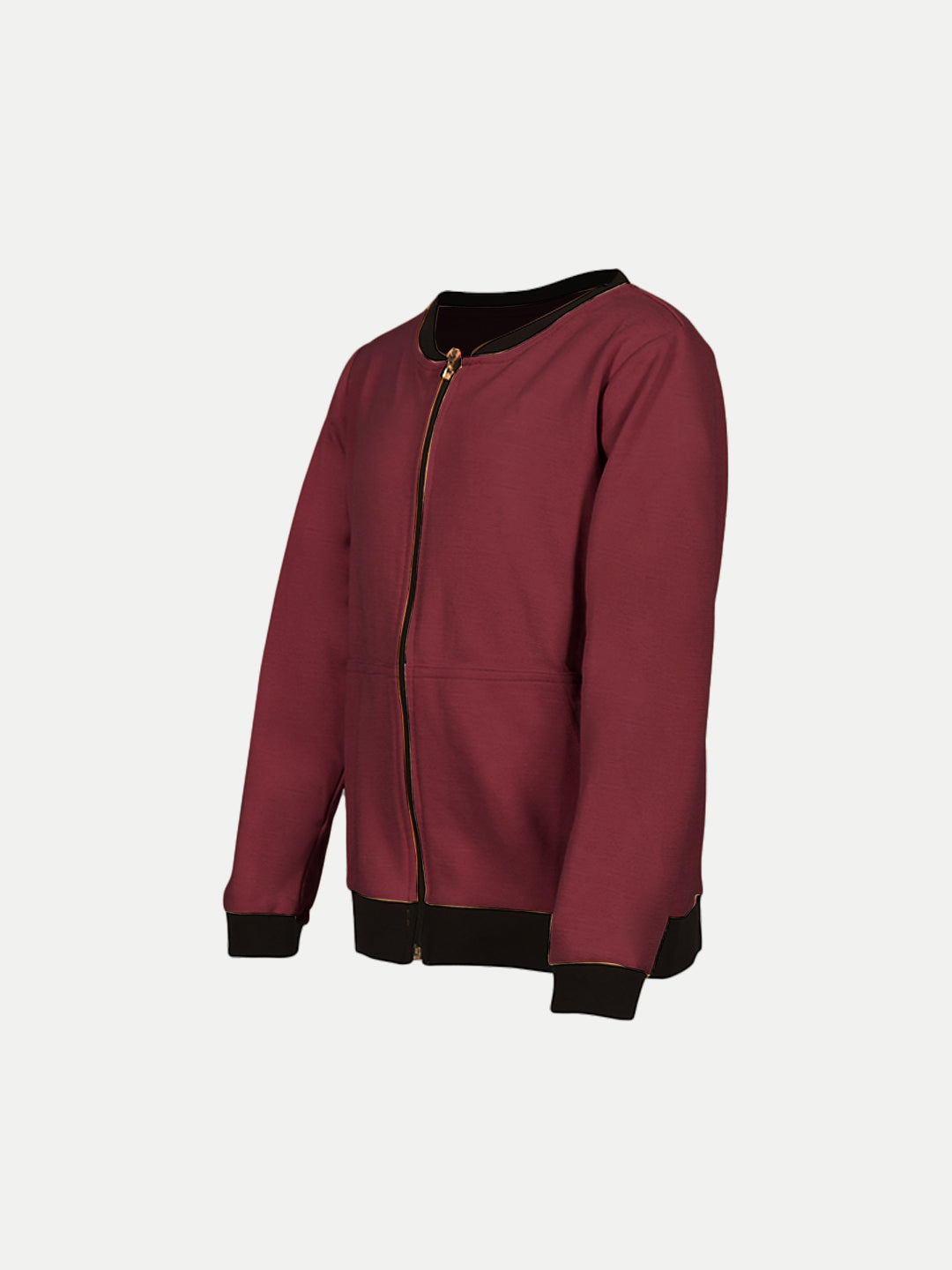 Radprix Teen Boys Solid Maroon Zipper Cardigan Sweatshirt