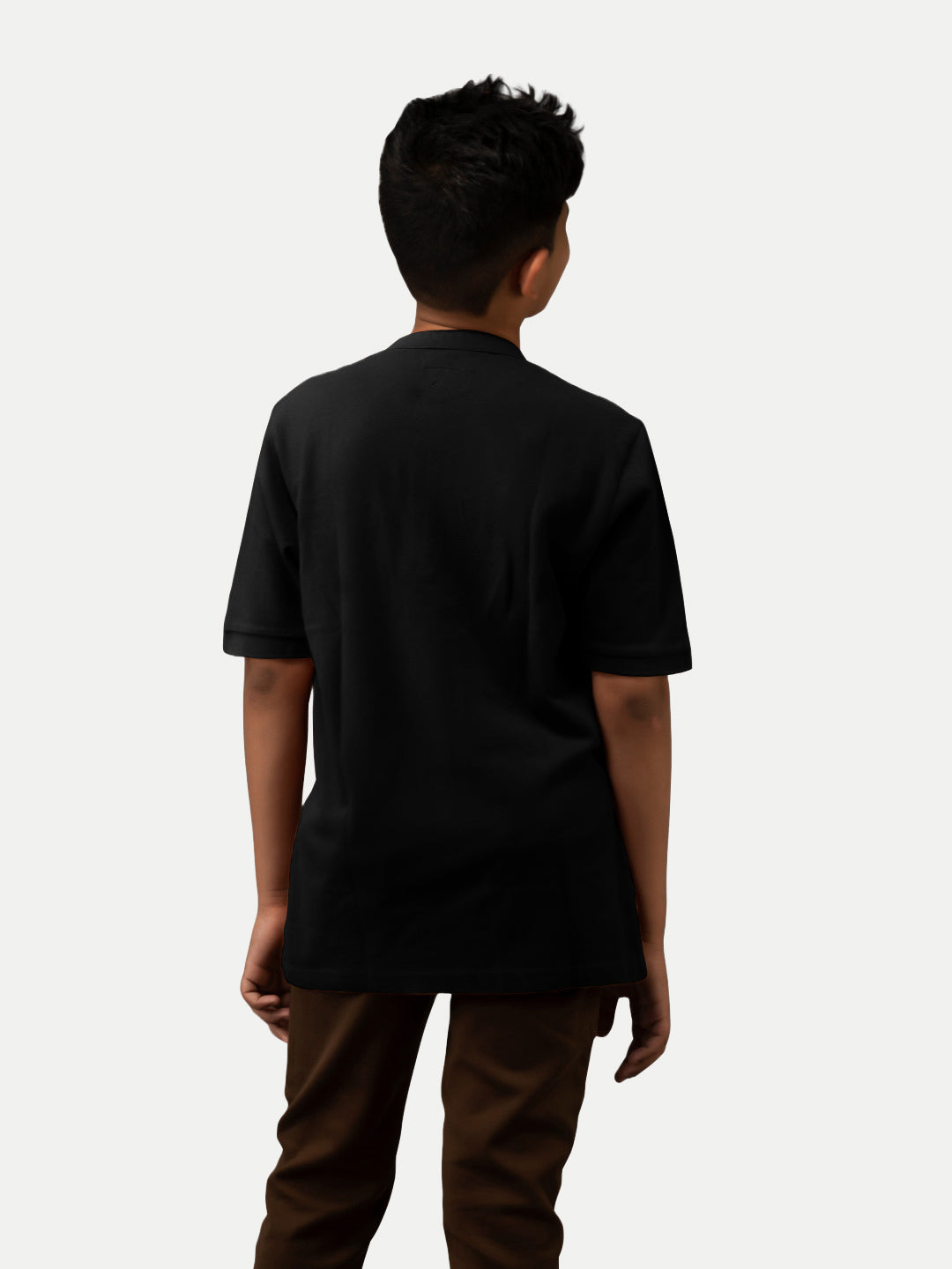 Radprix Boys Garment dye knit Black Cotton Polo T-shirts