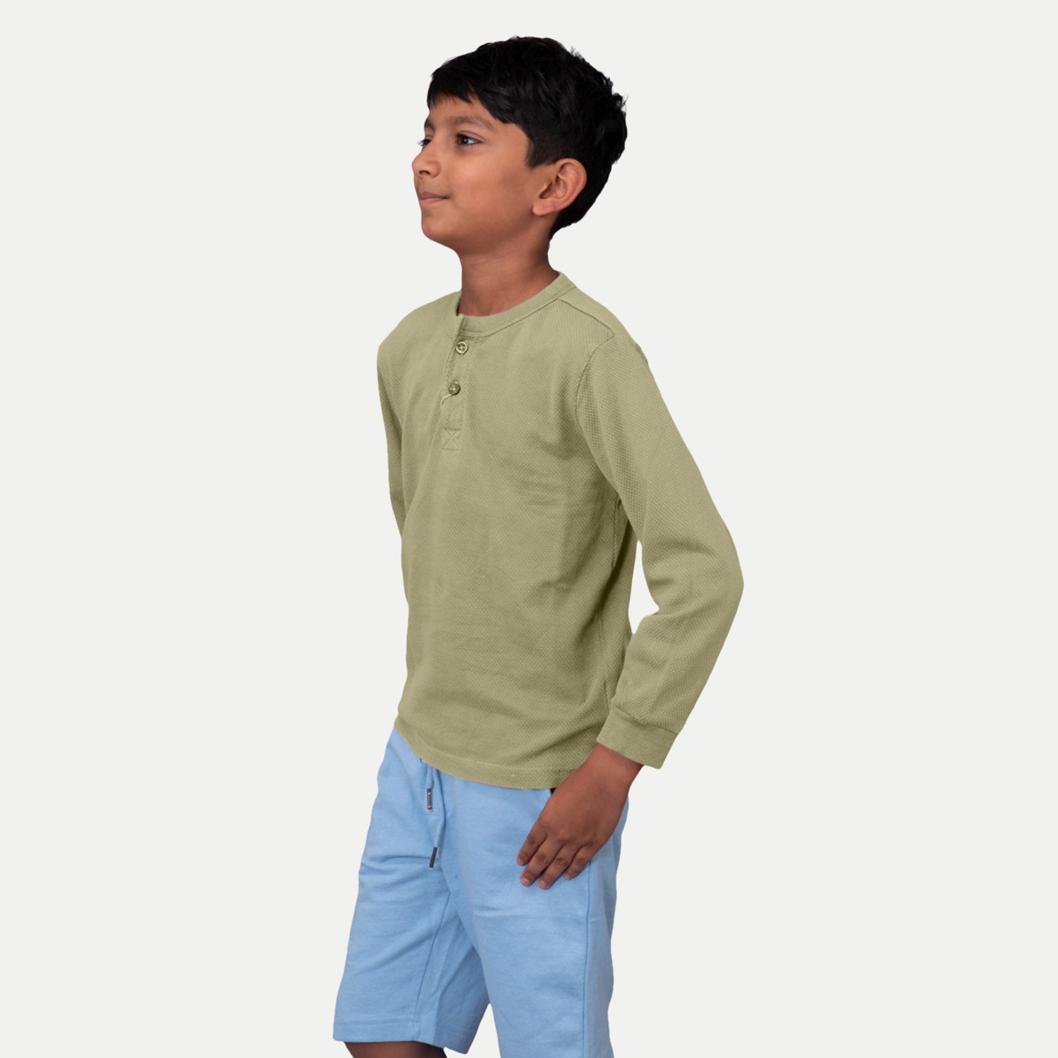 Radprix Boys Garment dye knit Sage Green Cotton Polo T-shirts