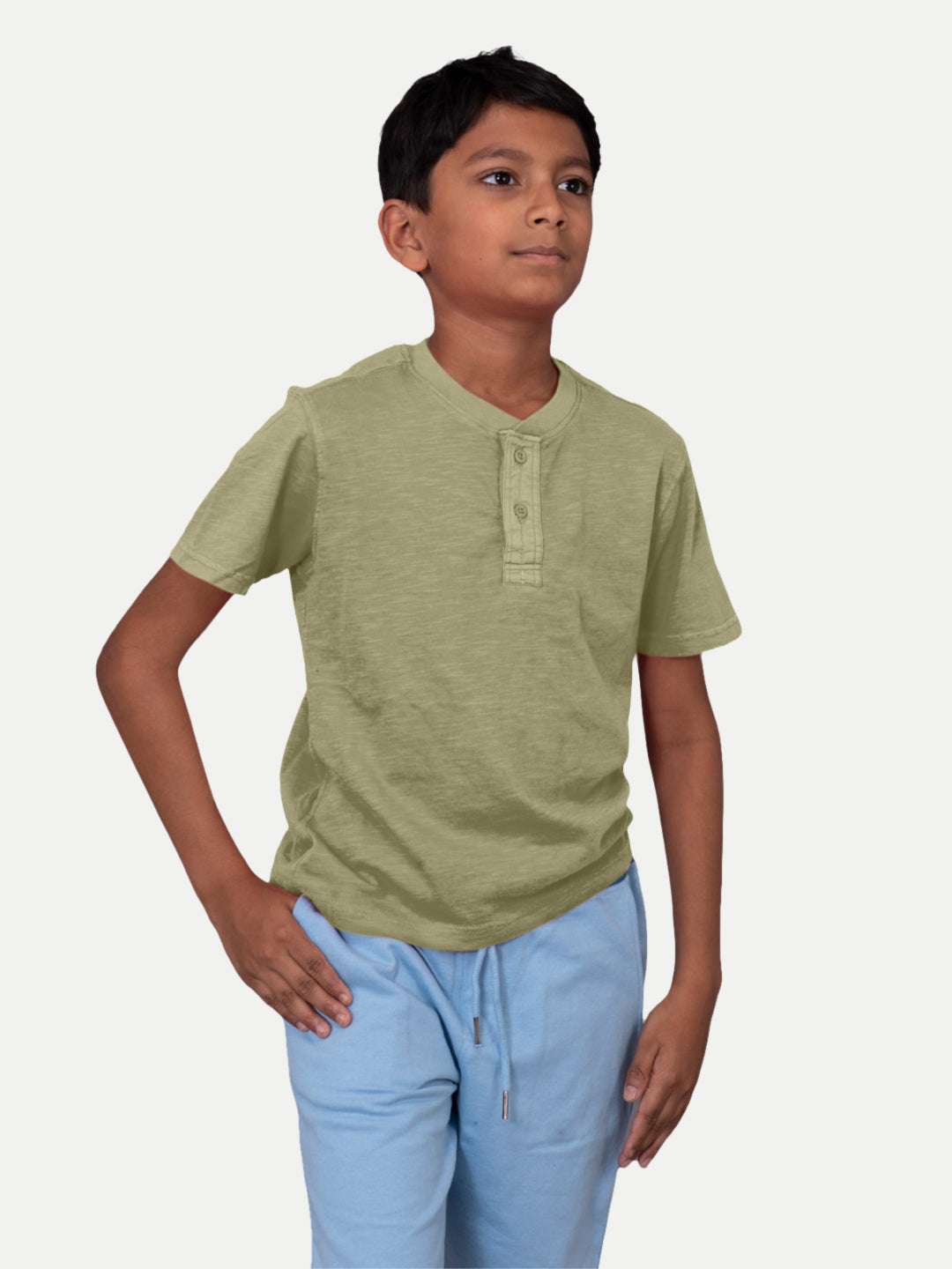 Radprix Boys Garment dye knit Green Cotton Polo T-shirts