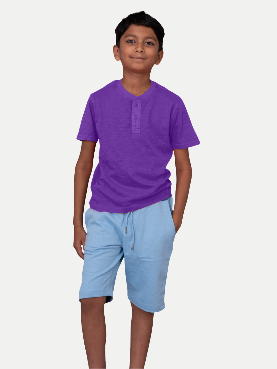 Radprix Boys Garment dye knit Purple Cotton Polo T-shirts