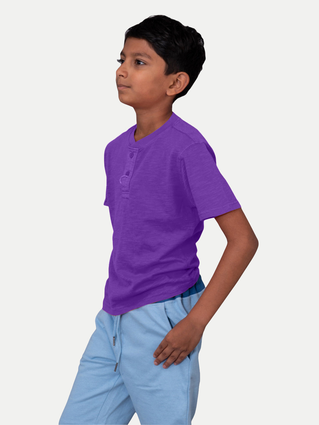 Radprix Boys Garment dye knit Purple Cotton Polo T-shirts