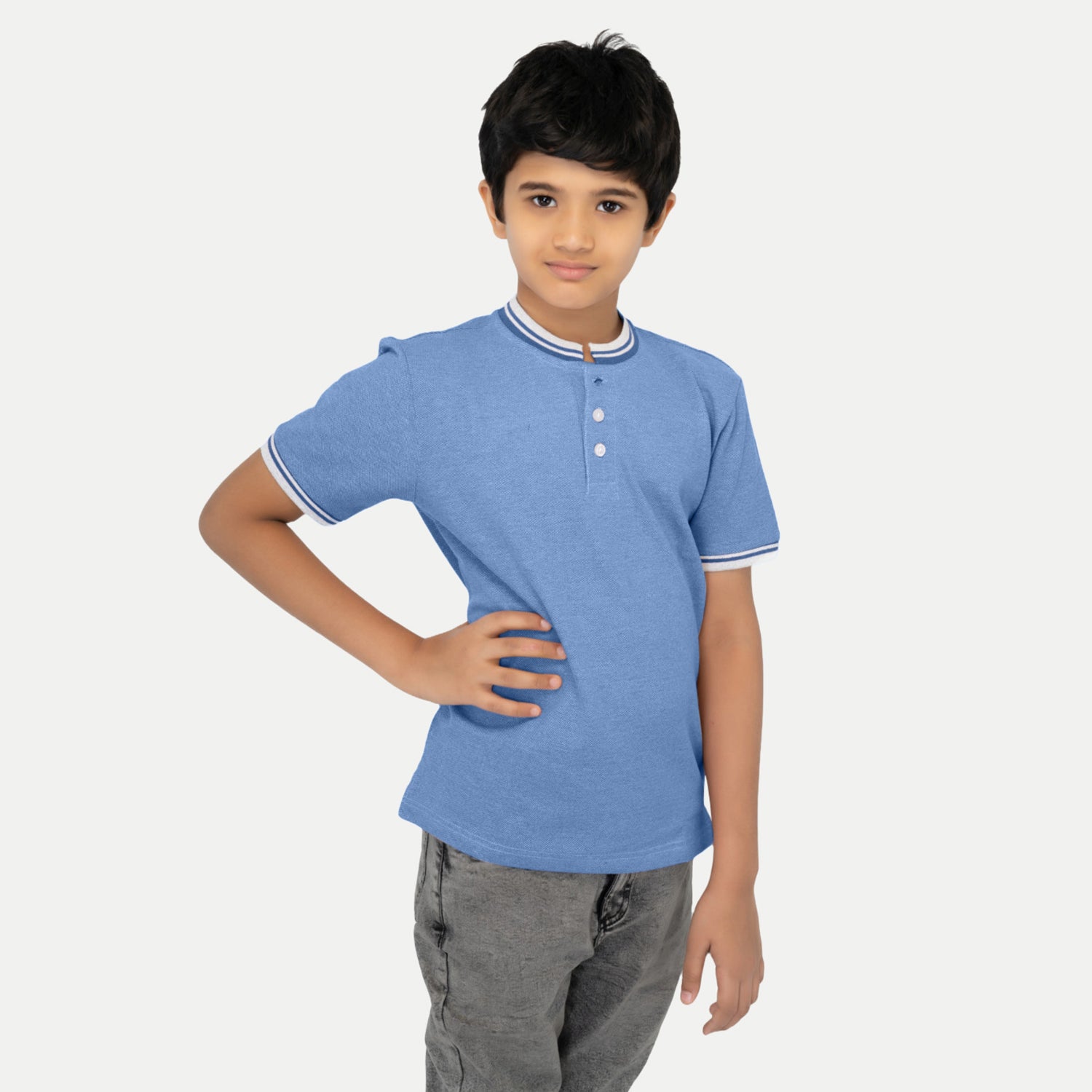 Radprix Teen Boys Sky Blue Contrast Melange T-shirt