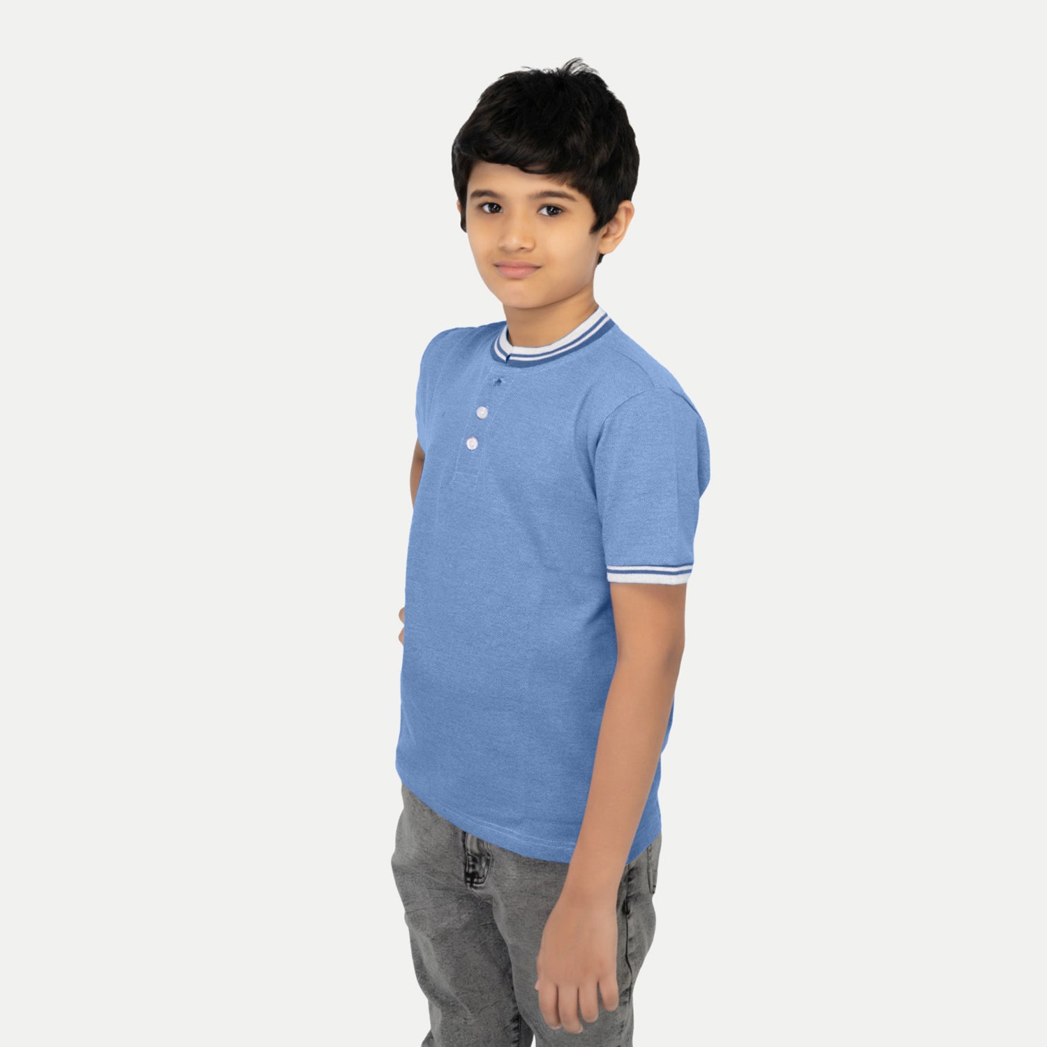 Radprix Teen Boys Sky Blue Contrast Melange T-shirt