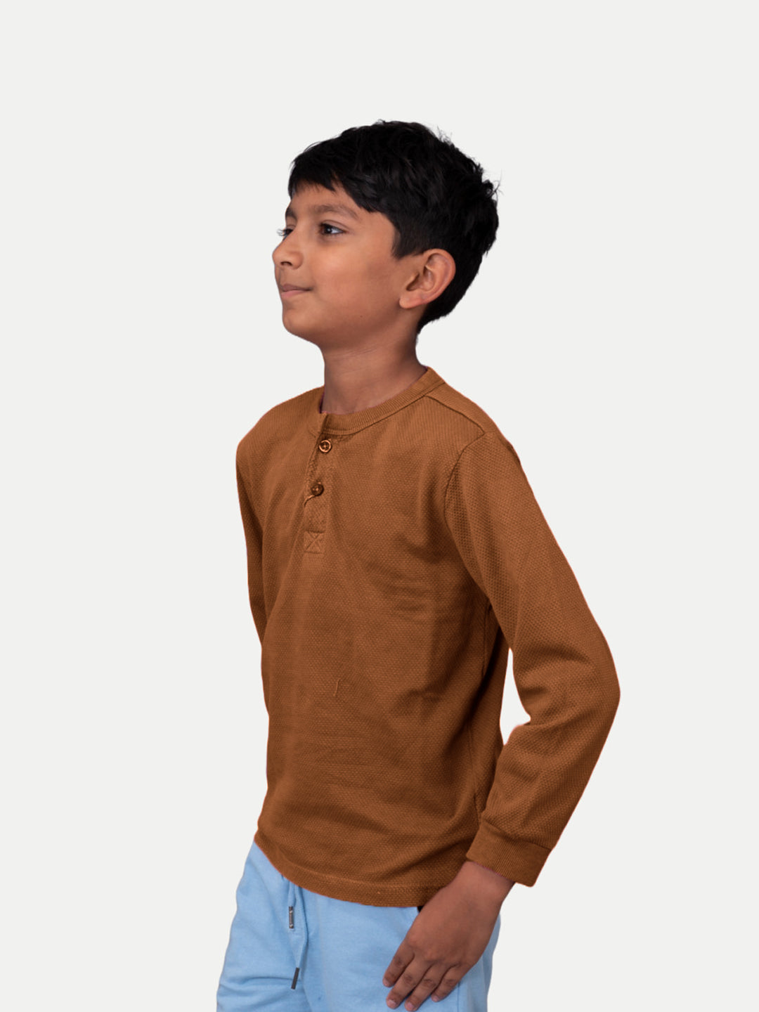 Radprix Boys Garment dye knit Brown Cotton Polo T-shirts