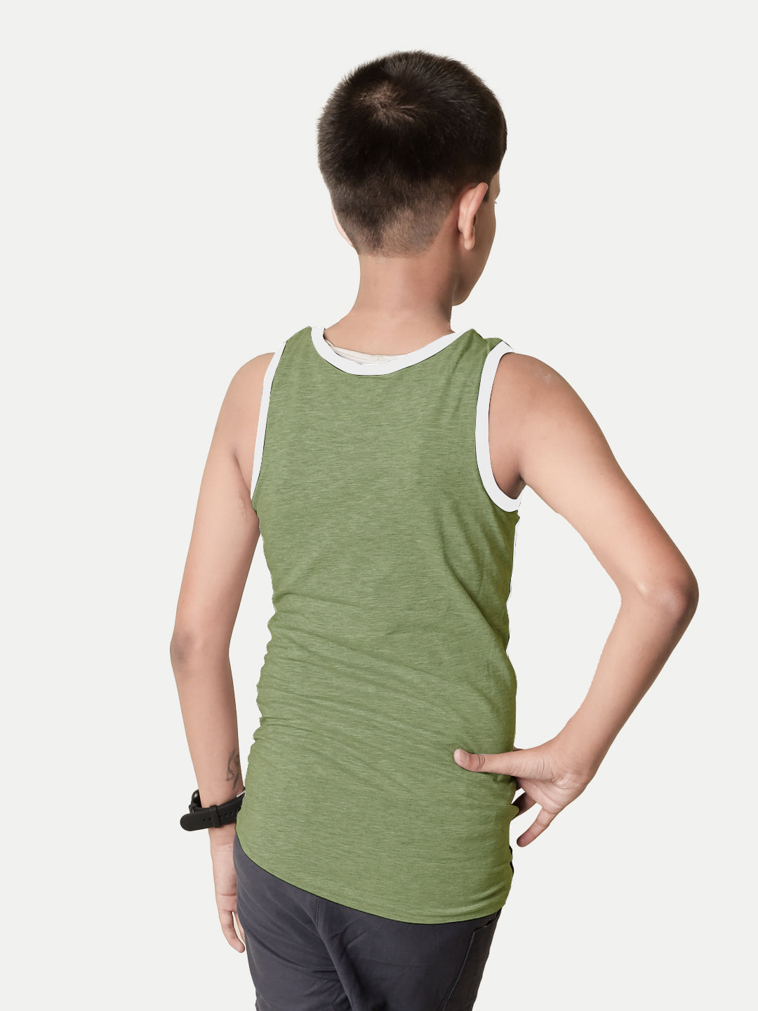 Radprix Teen Boys Green printed Vest with Campfire print