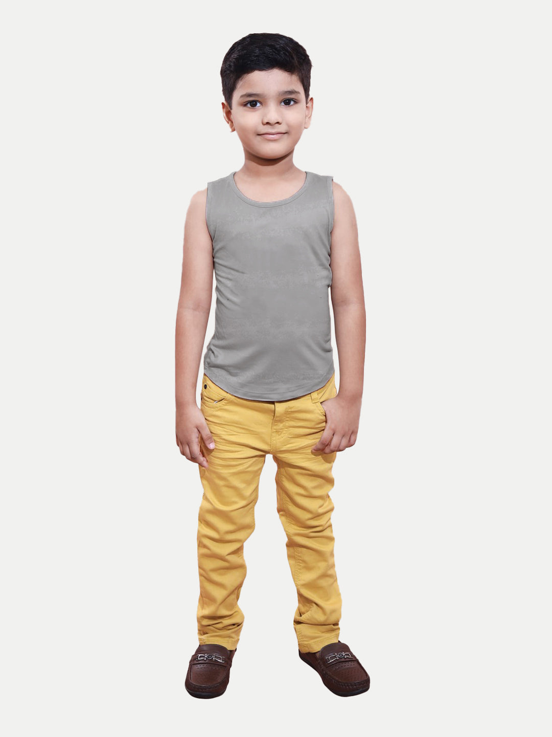 Radprix Teen Boys Grey Solid Tank Top