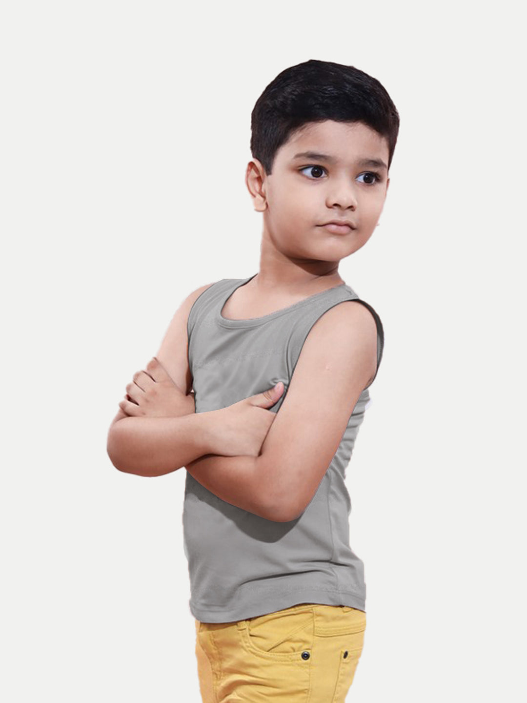 Radprix Teen Boys Grey Solid Tank Top