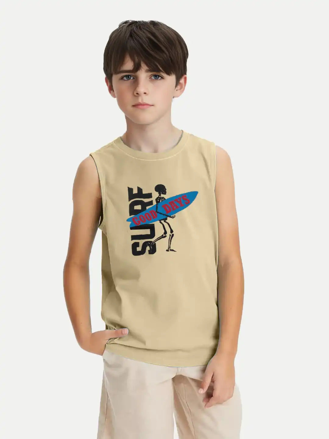 Radprix Teen Boys Beige printed Vest