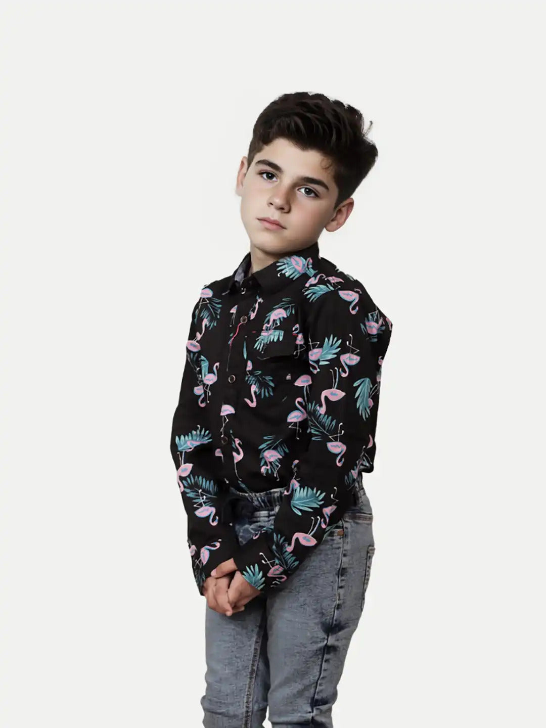 Radprix Teen Boys Black Printed Shirt