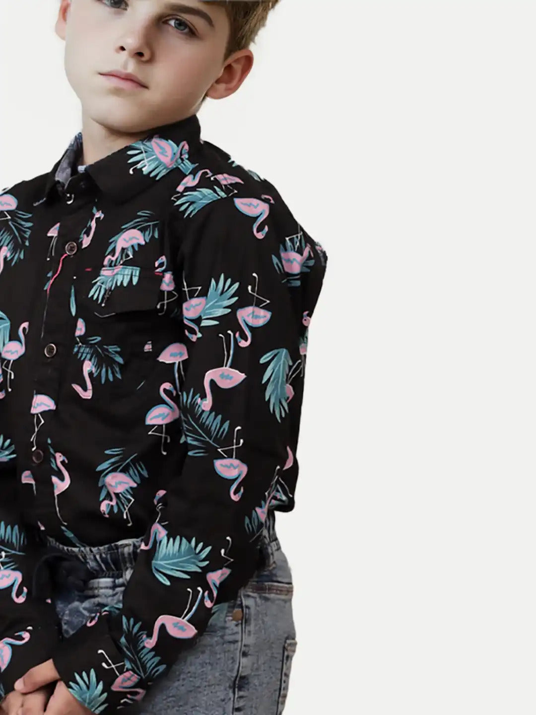 Radprix Teen Boys Black Printed Shirt