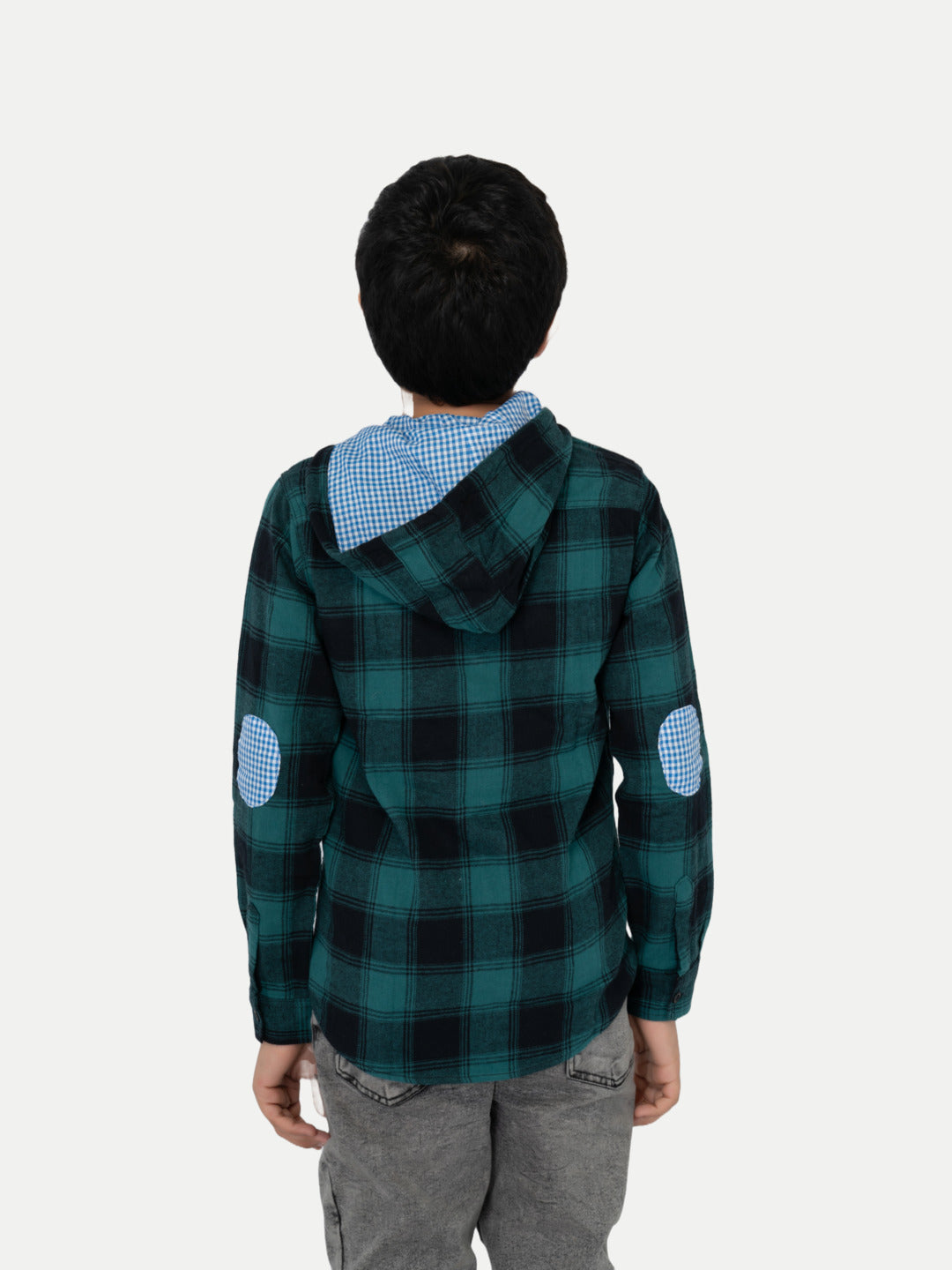 Radprix Boys Green Checked with Hooded shirts