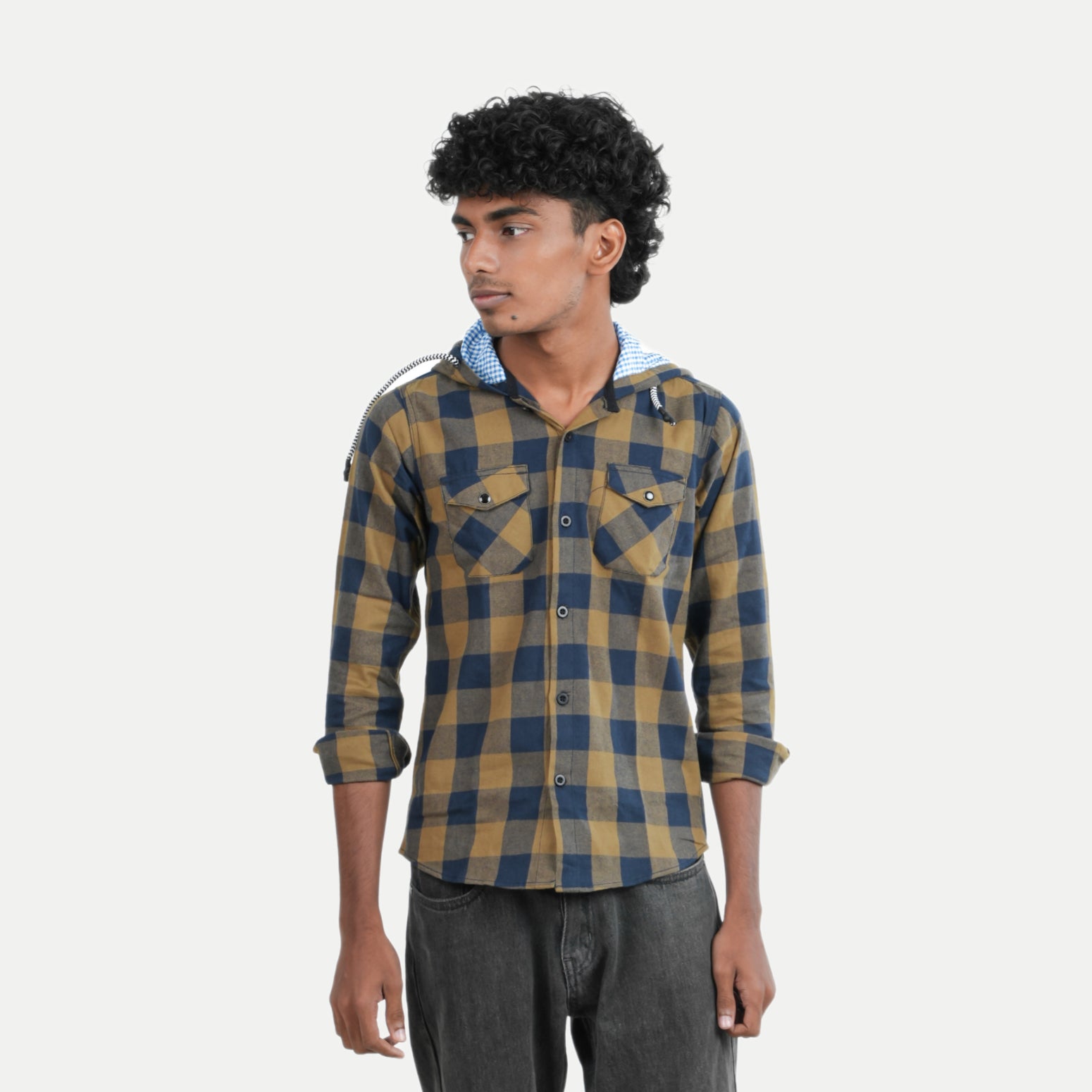 Radprix Boys Taupe Checked with Hooded shirts