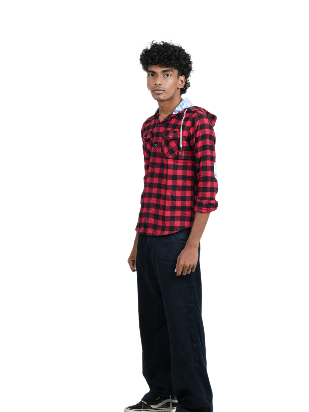 Radprix Teen Boys Red Checked with Hooded shirts