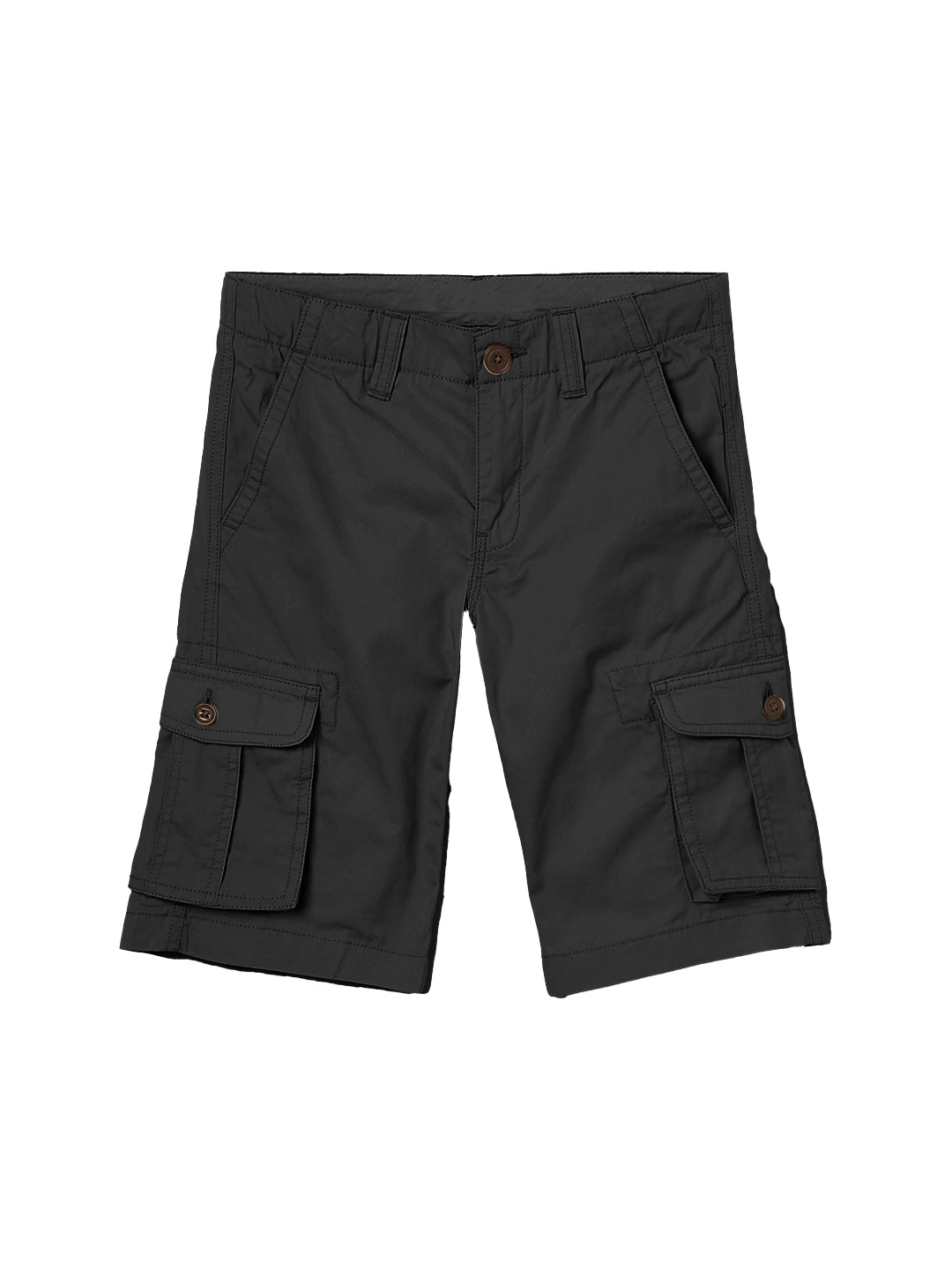 Radprix Teen Boys Black Solid Cotton Cargo Shorts