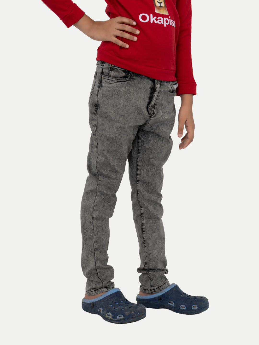 Radprix Teen Boys Regular Fit Charcoal Denim Pants