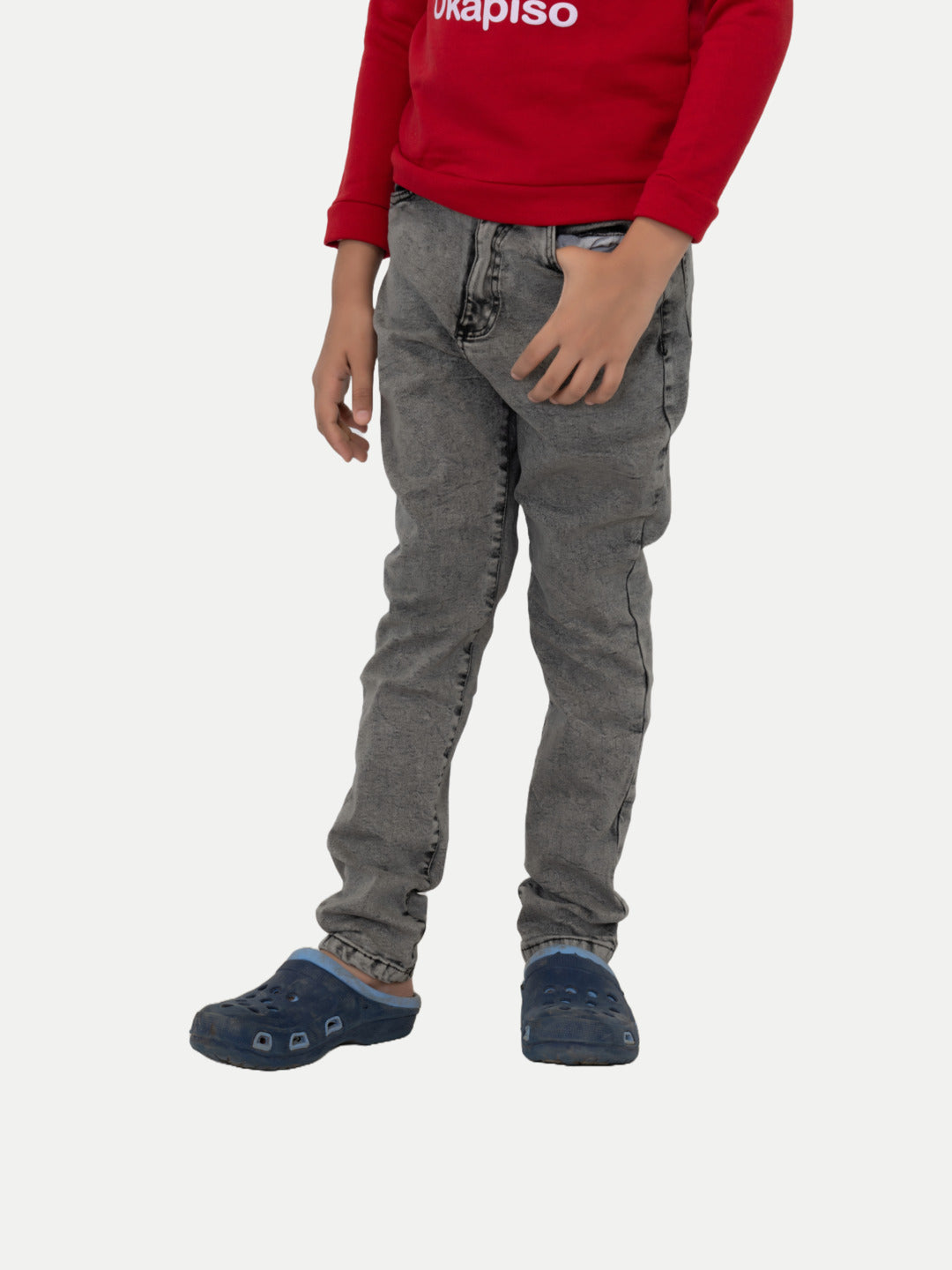 Radprix Teen Boys Regular Fit Charcoal Denim Pants