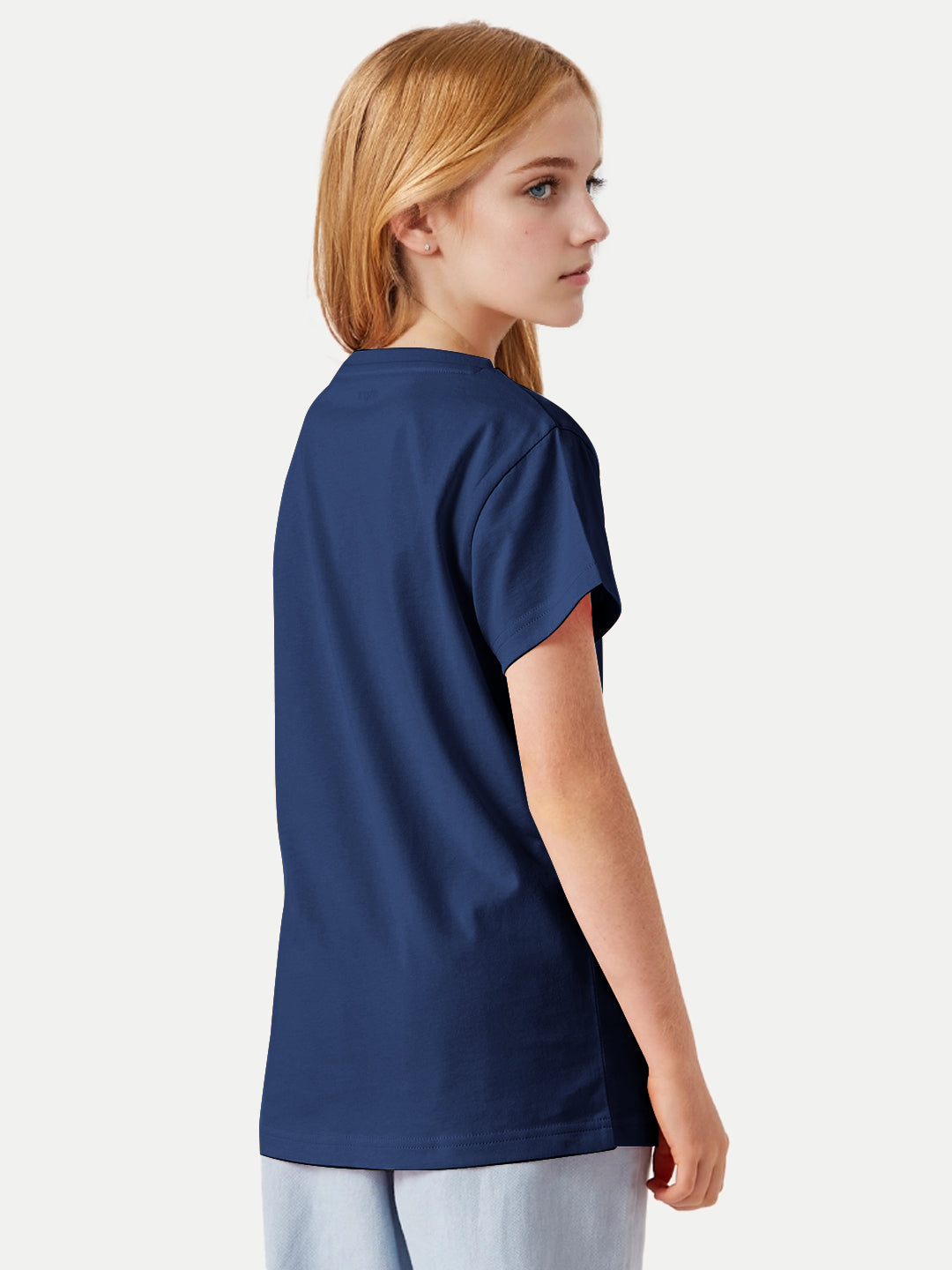 Radprix Girls Navy Round Crew neck T-shirt