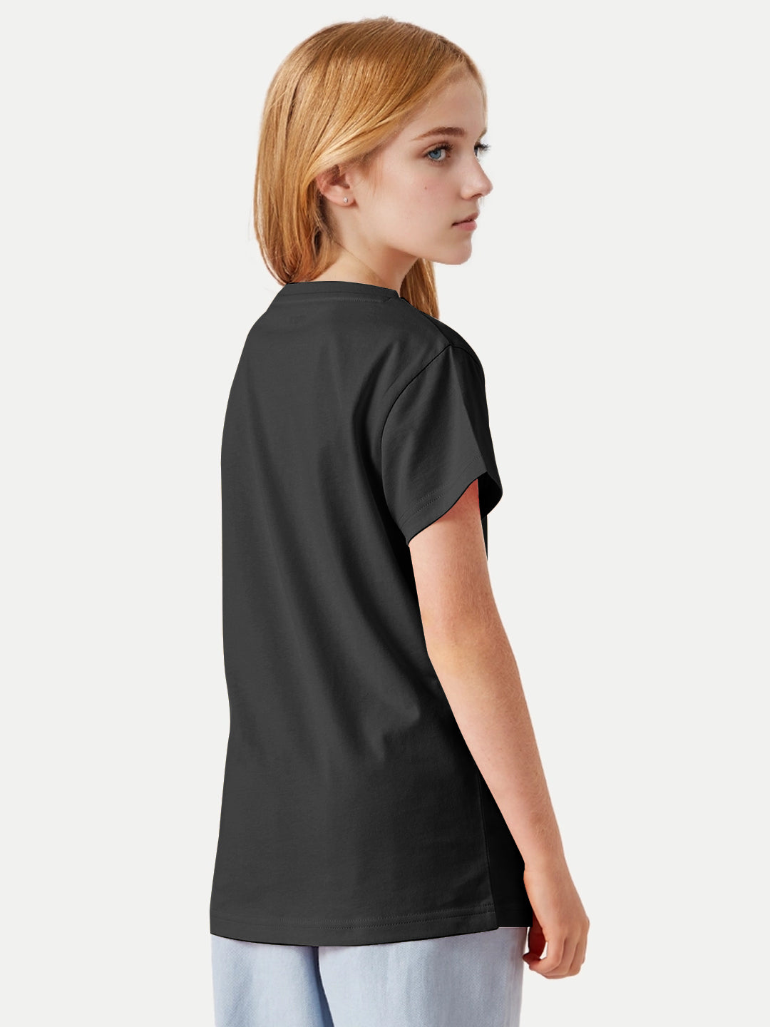 Radprix Girls Black Round Crew neck T-shirt