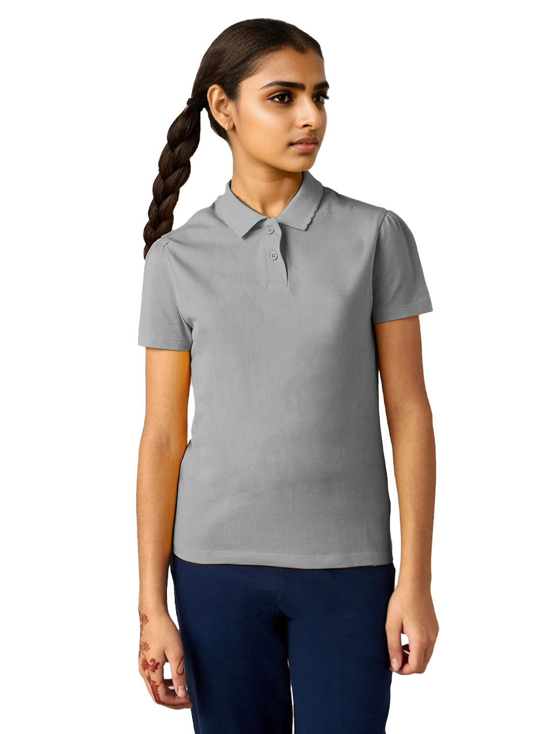 Radprix Teen Girls Grey Polo T-shirt