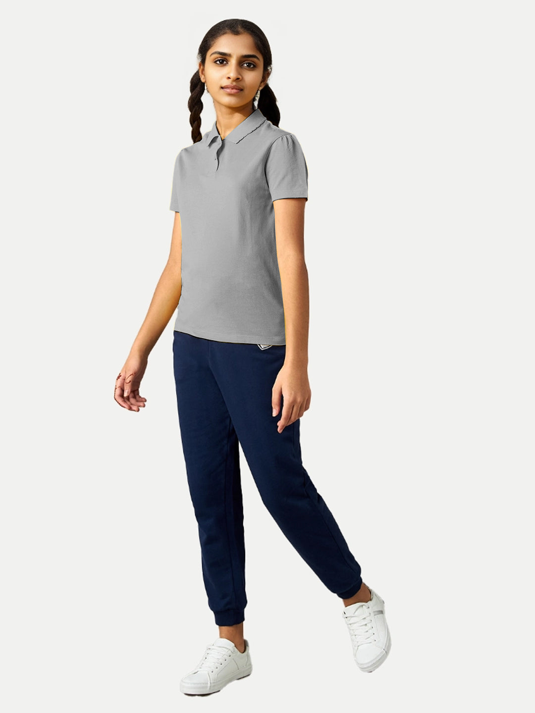 Radprix Teen Girls Grey Polo T-shirt