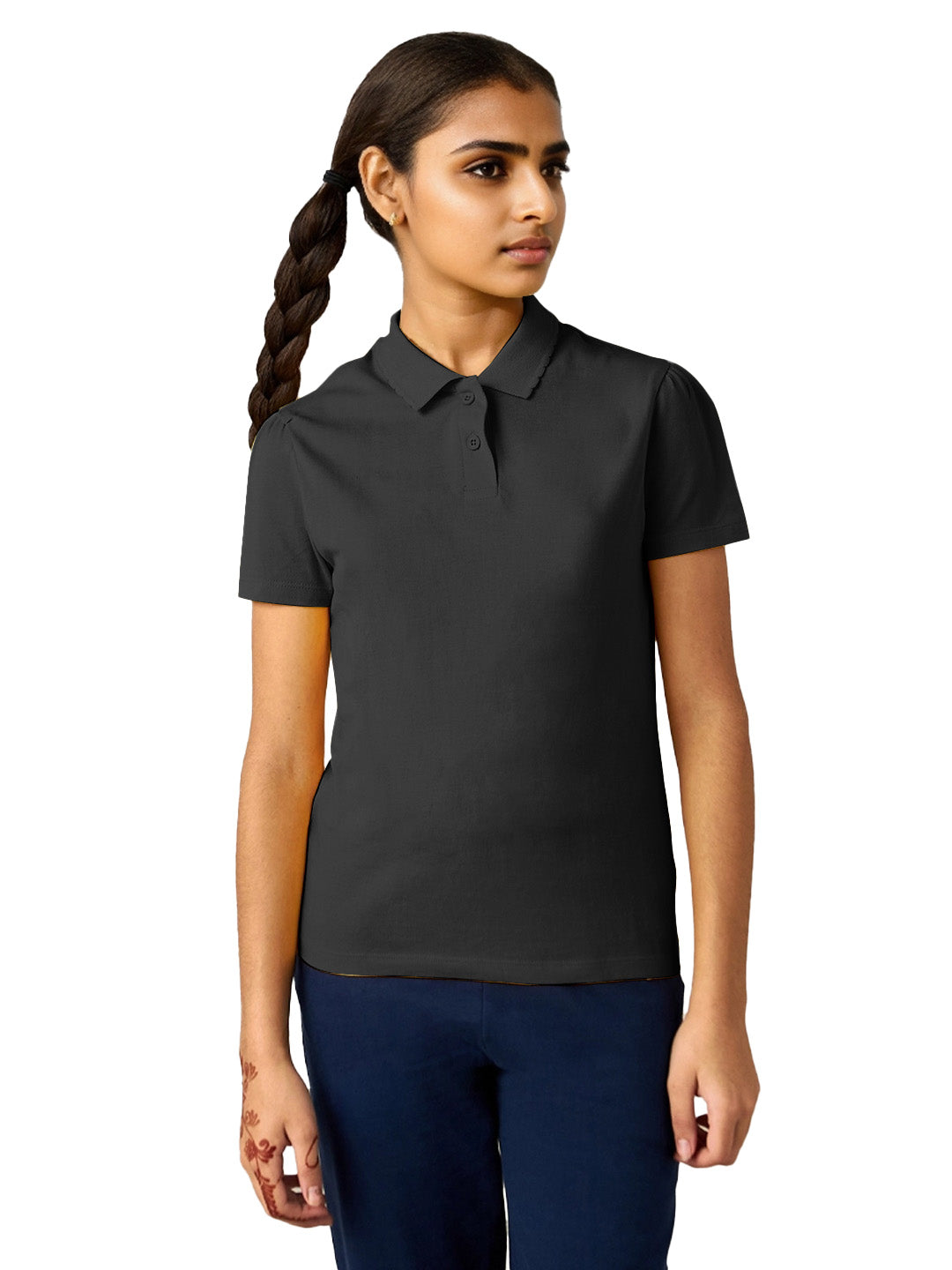 Radprix Teen Girls Black Polo T-shirt