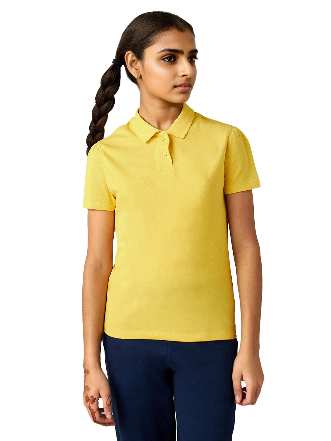 Radprix Teen Girls Yellow Polo T-shirt