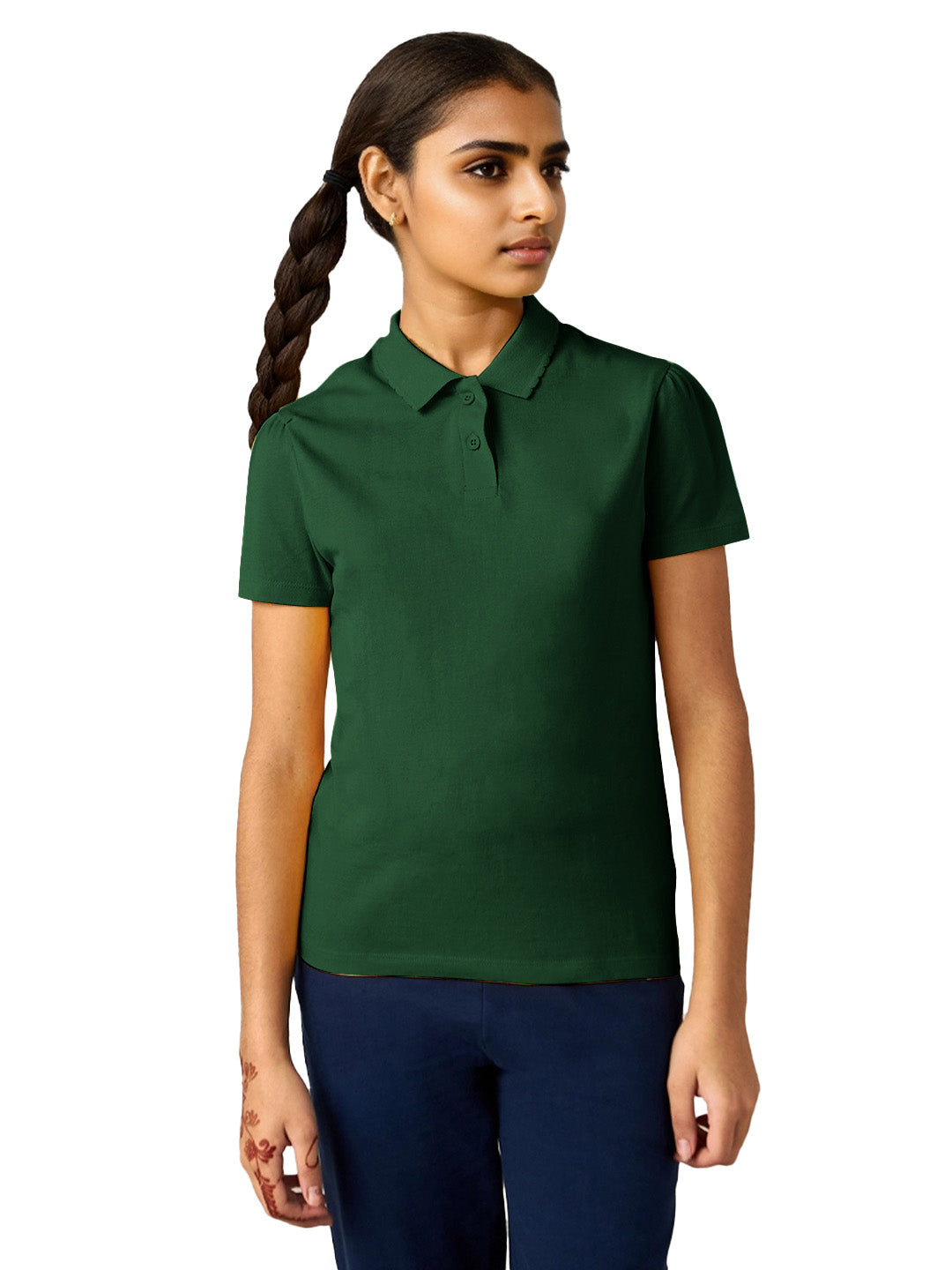 Radprix Teen Girls pea green Polo T-shirt