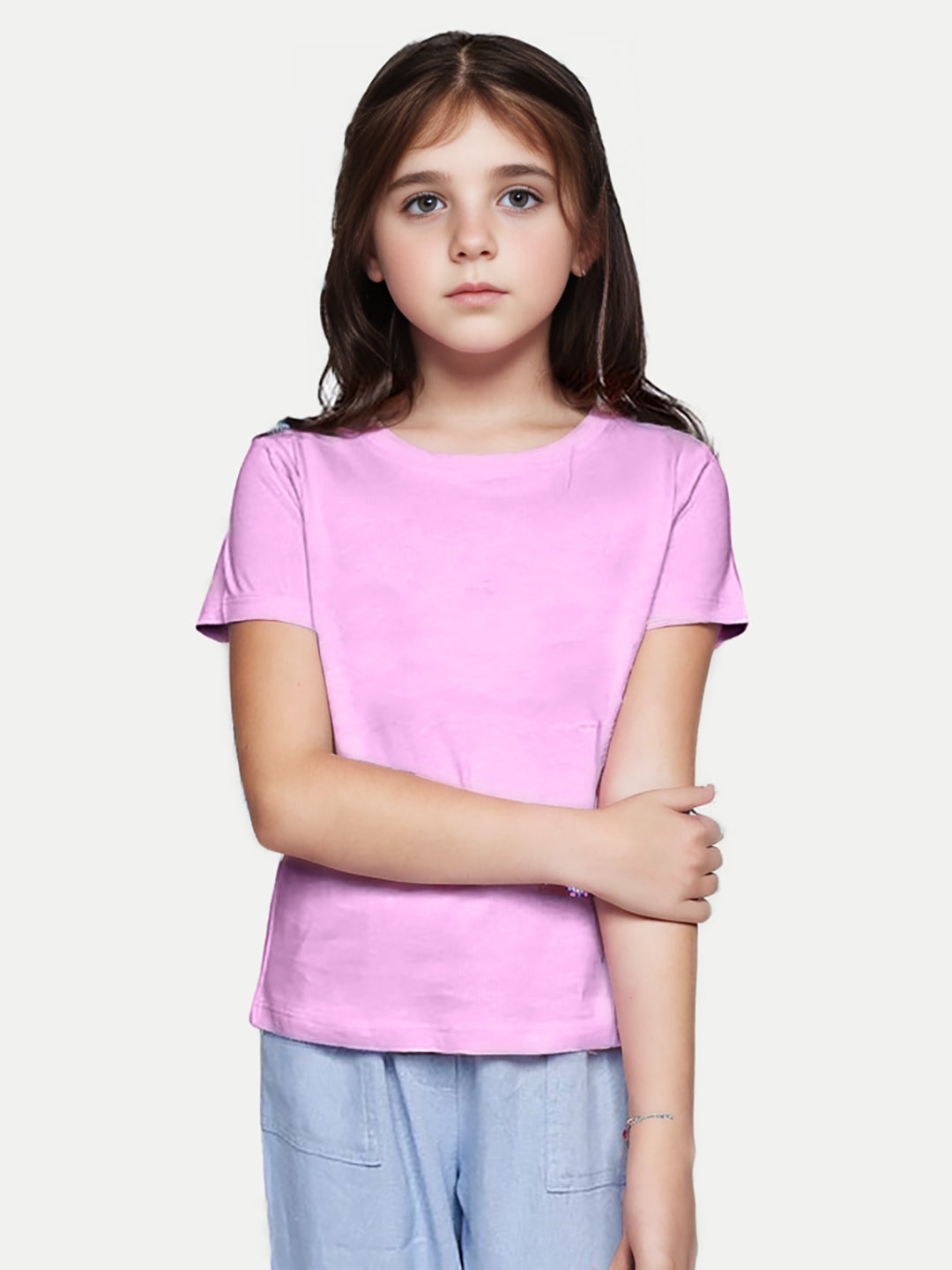 Radprix Teen Girls Violet Solid Round Crew neck T-shirt