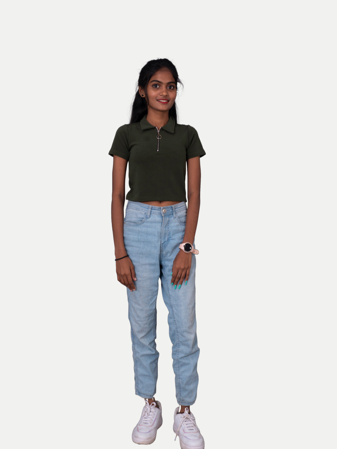 Radprix Girls Olive Green Polo T-Shirt