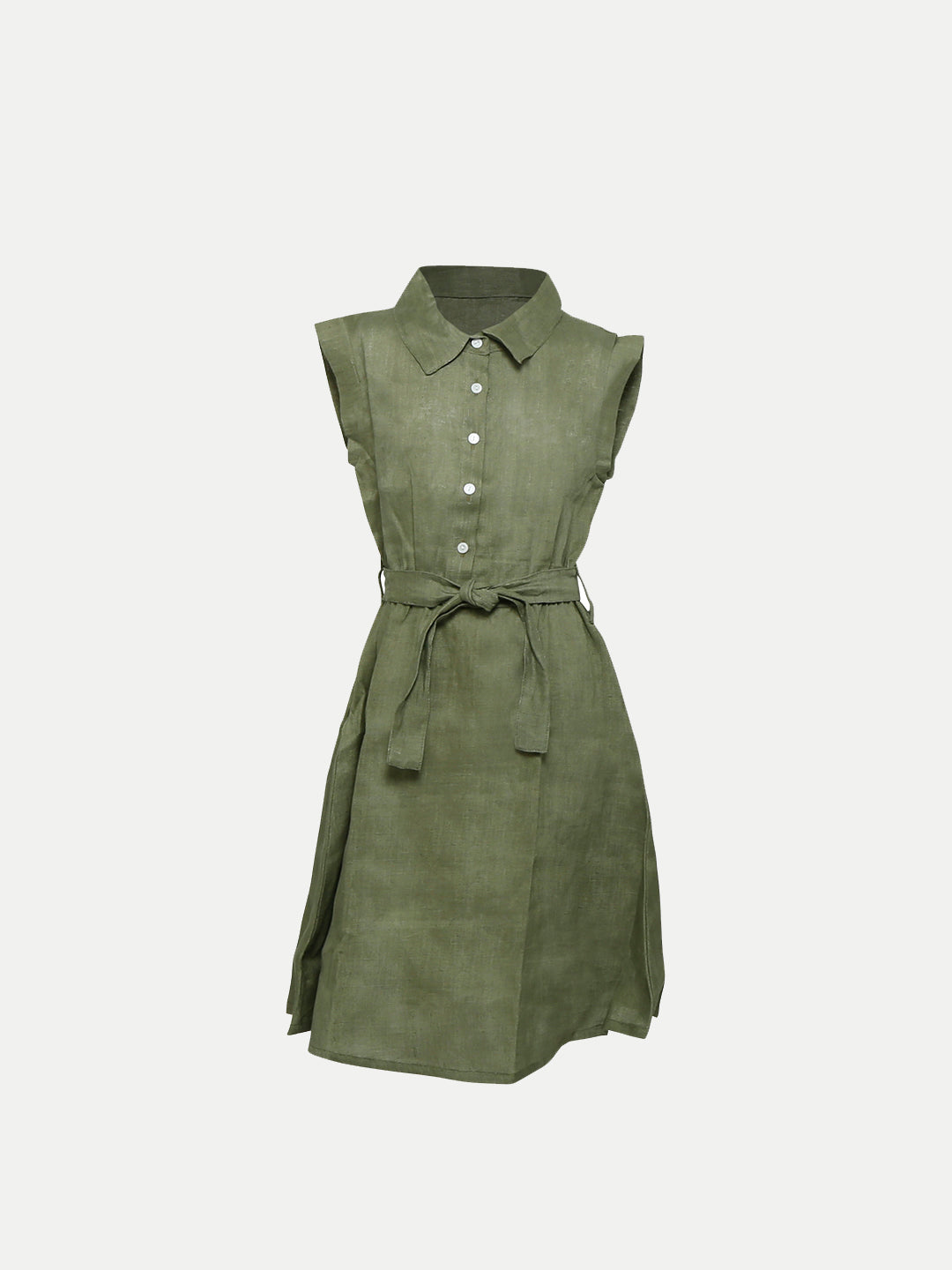 Radprix Teen Teen Girls Olive Solid Shirtdress with Waistbelt