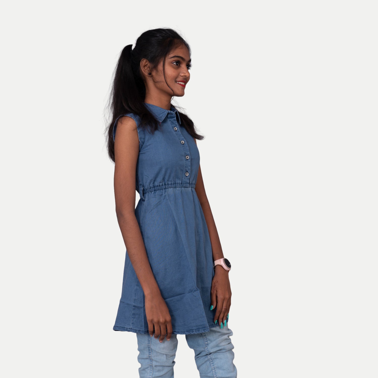 Radprix Teen Girls Blue Denim Dresses