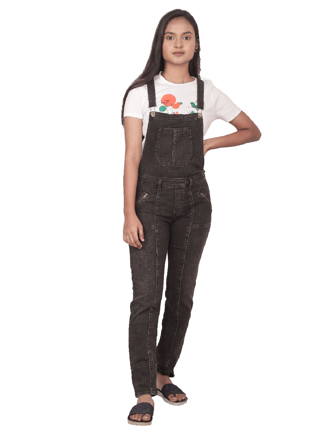 Radprix Teen Girls Black Denim Dungarees