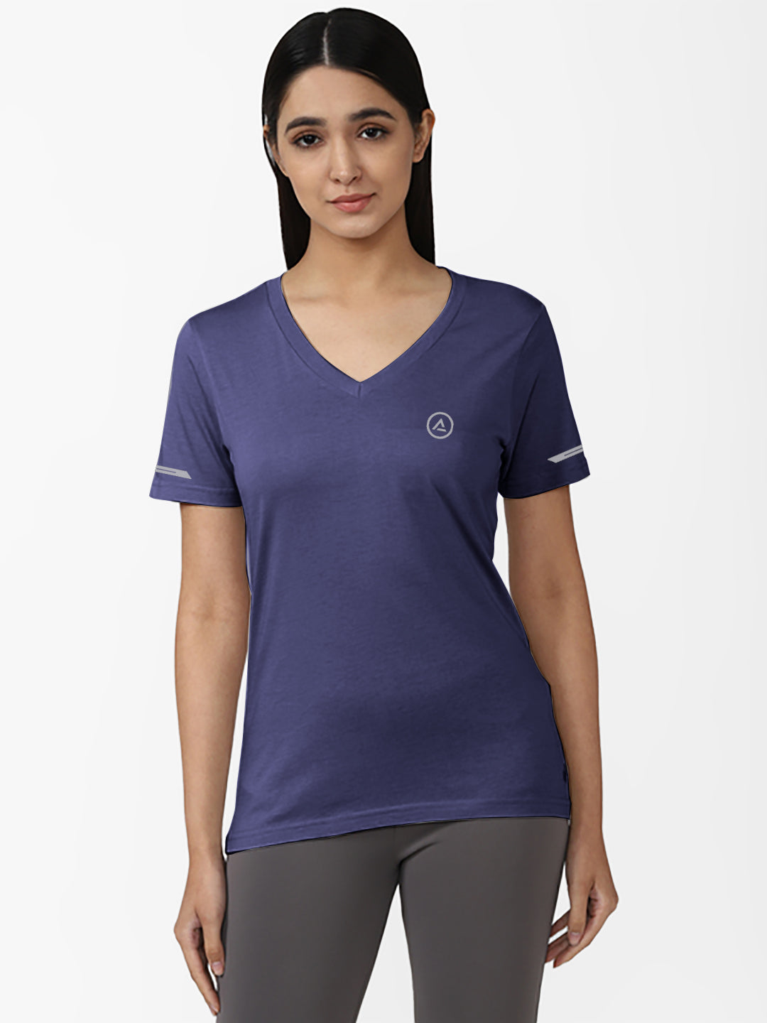 Radprix Women blue Half Sleeve V neck T-shirt