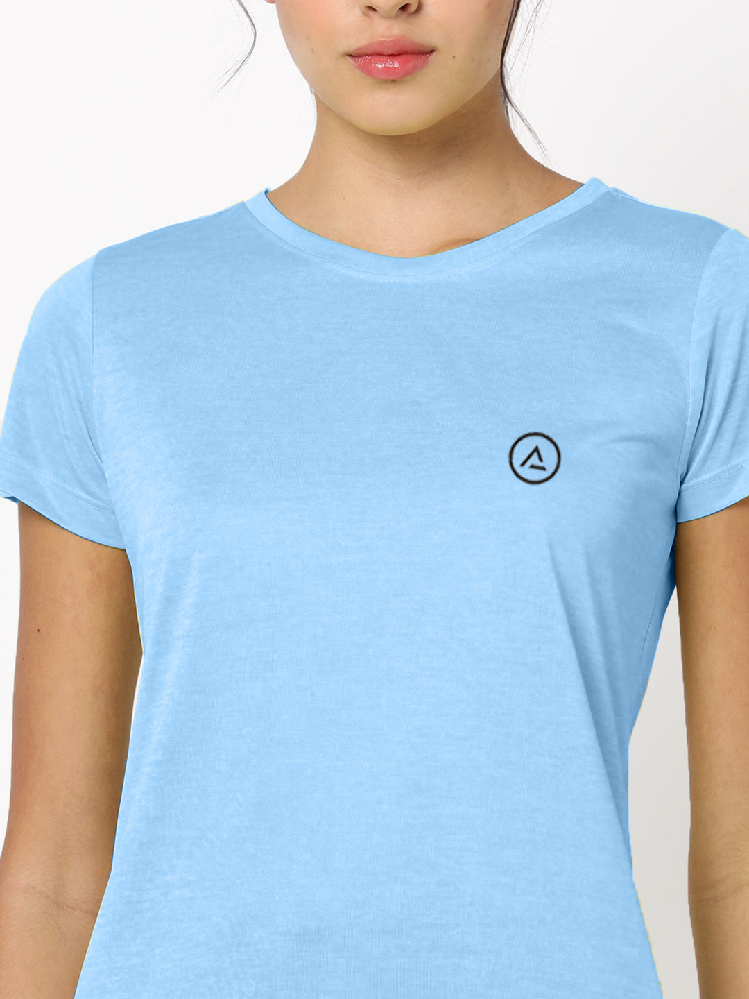 Radprix Women Light Blue Half Sleeve Crew Neck T-shirt