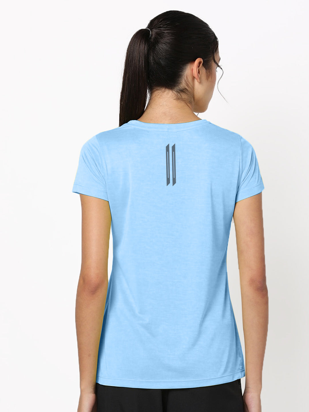 Radprix Women Light Blue Half Sleeve Crew Neck T-shirt