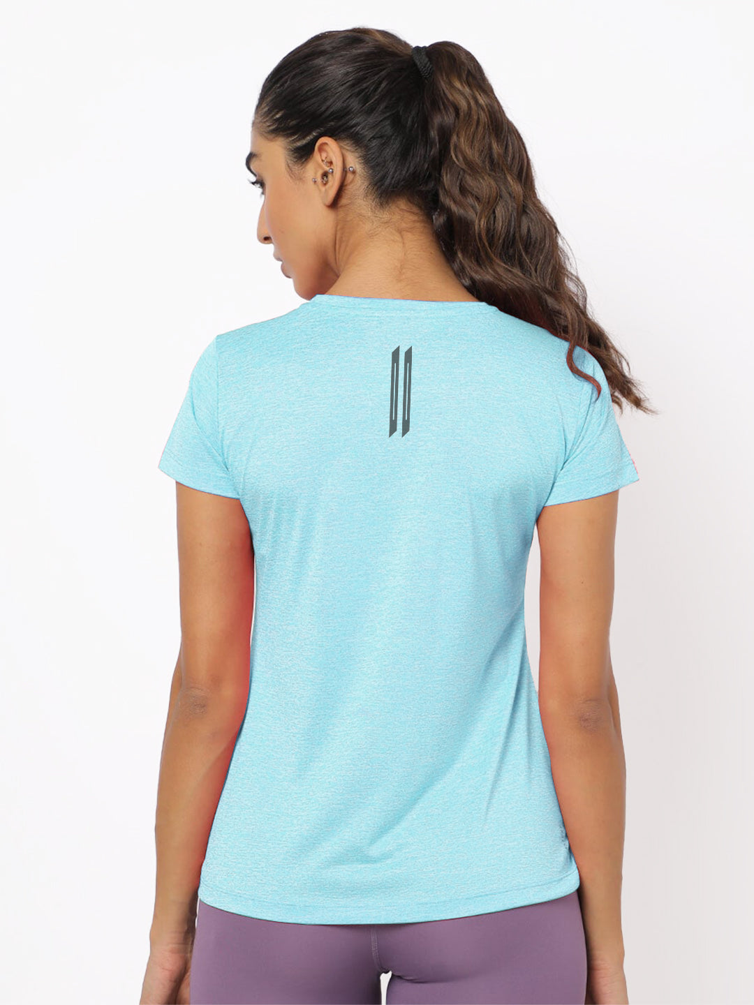 Radprix Women Mint Blue Half Sleeve Crew Neck T-shirt