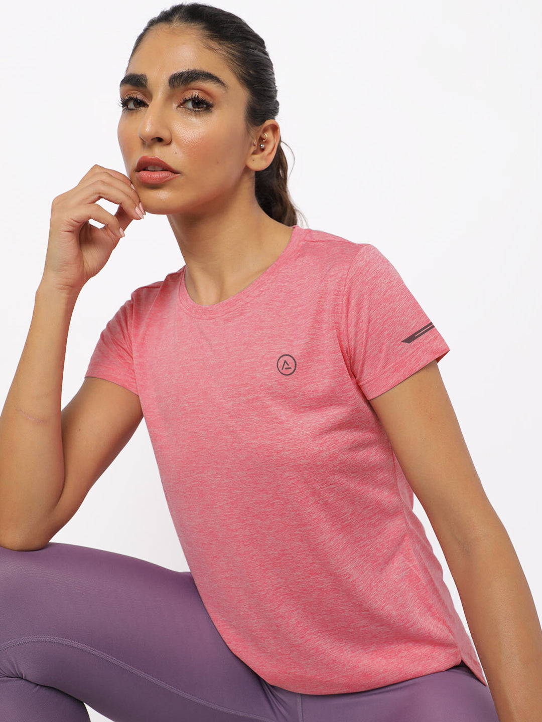 Radprix Women Pink Half Sleeve Crew Neck T-shirt