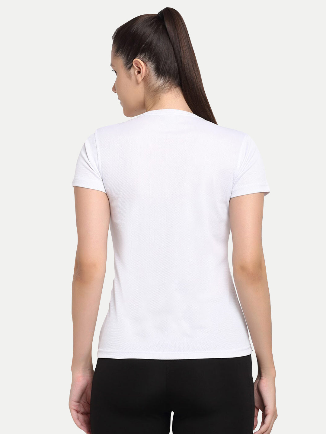 Radprix Women White Graphic Printed Gym T-shirt