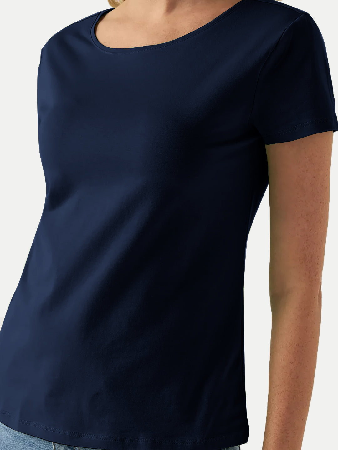 Radprix Women Navy Round Crew neck T-shirt