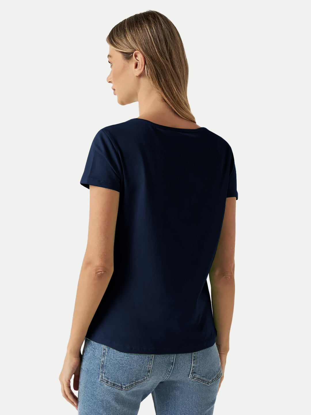 Radprix Women Navy Round Crew neck T-shirt