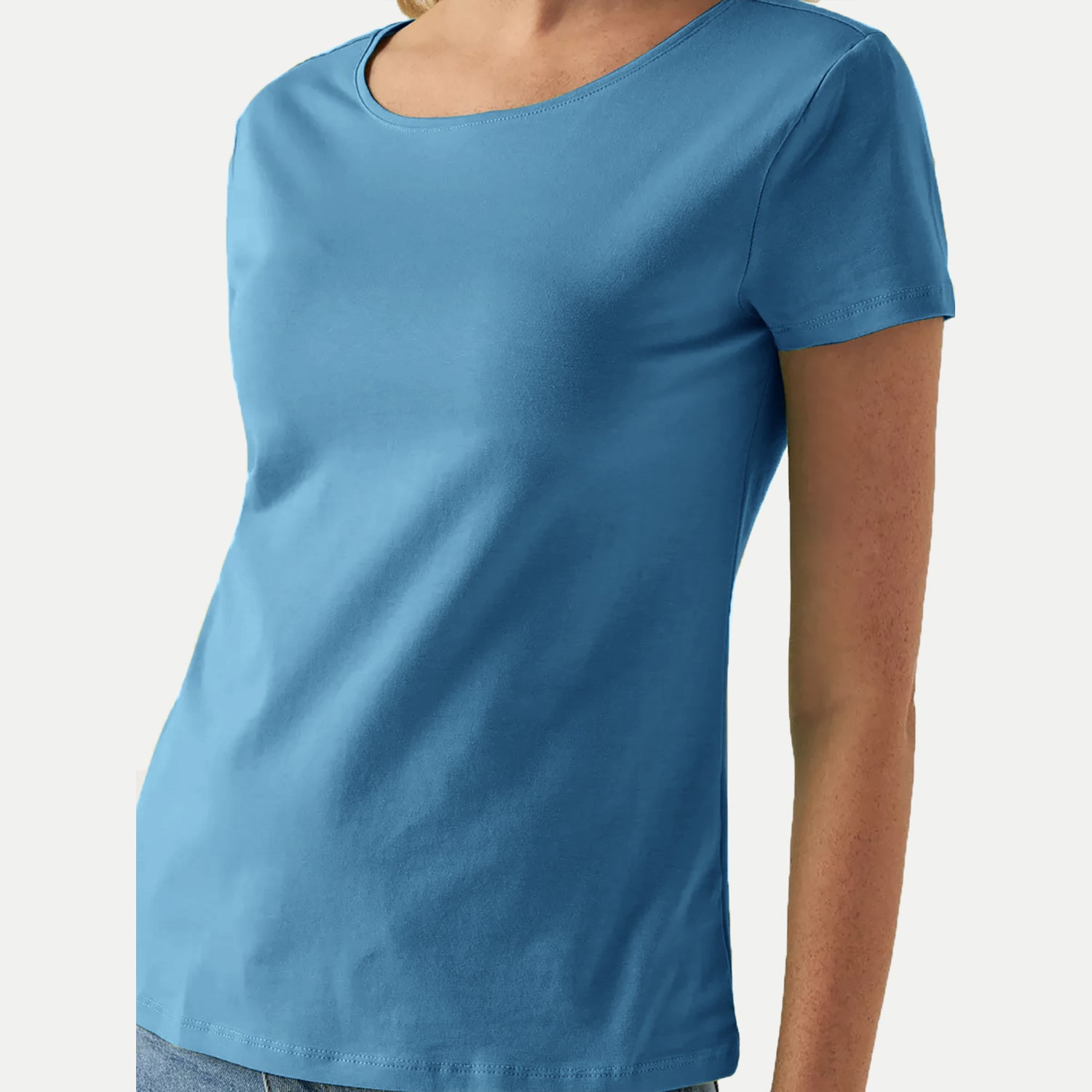 Radprix Women Aqua Round Crew neck T-shirt