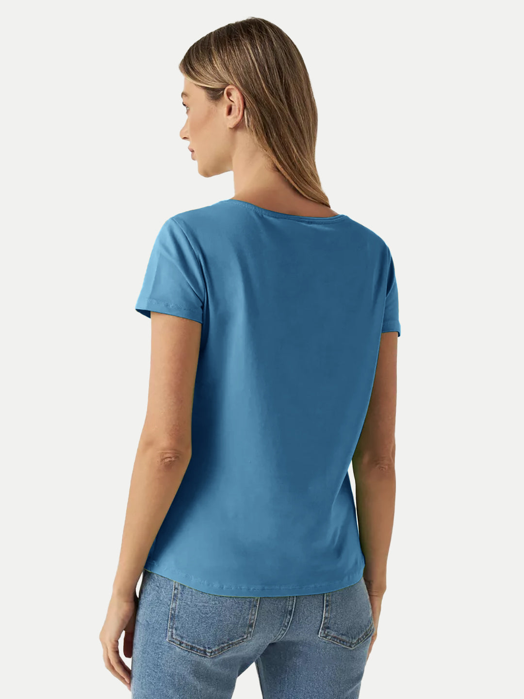 Radprix Women Aqua Round Crew neck T-shirt