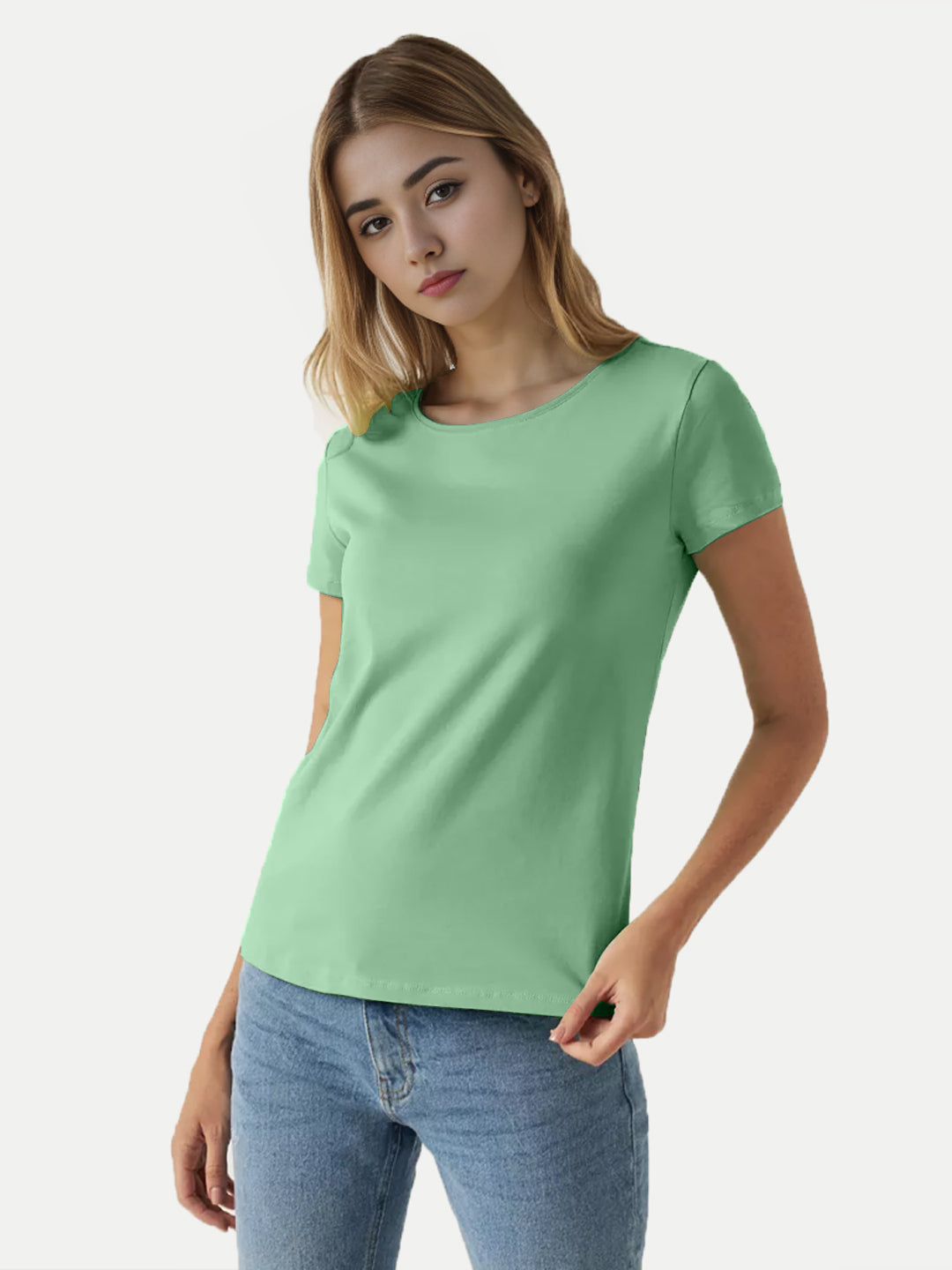 Radprix Women Mint Round Crew neck T-shirt