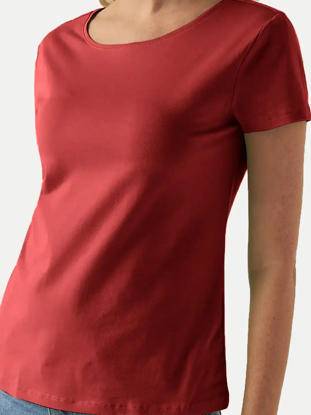 Radprix Women Red Round Crew neck T-shirt